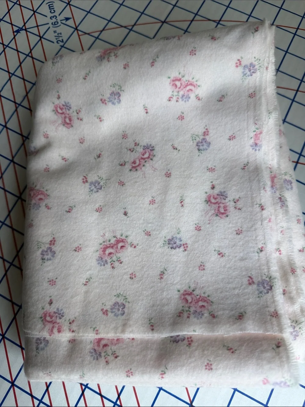 Vintage Style Floral Flannel Fabric Pink Roses Cottagecore 2 Yards x 44